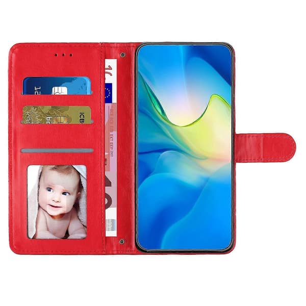 12 Pro Max 6,7 tums plånboksfodral i PU-läder med stativ - telefonfodral med rombstruktur Red
