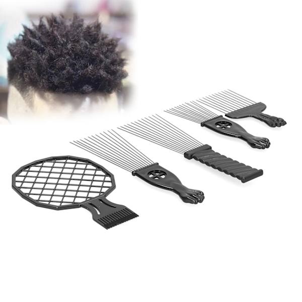 5 st rostfritt stål afro afrikanskt hårplock Kam Twist Kam Set Hårstylingverktyg