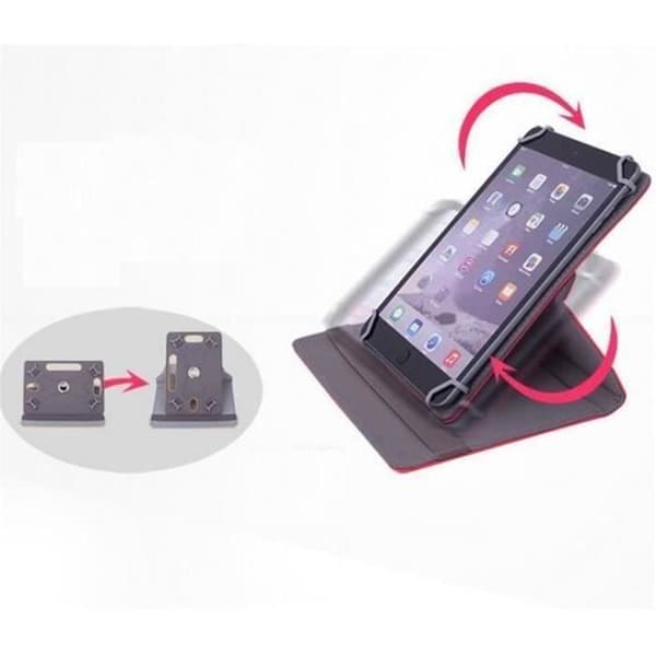 Universal 10,1-tommer tabletcover med 360° roterende stativ - Rød