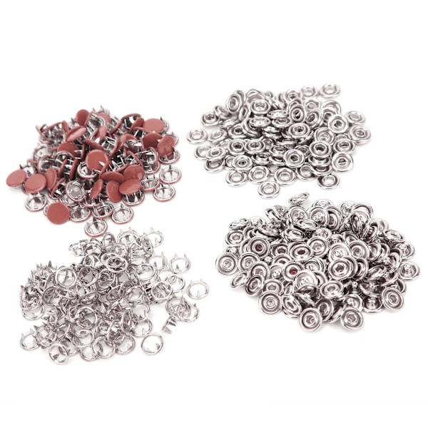 100 Set Tryckknappar Färgglada Mässing Stift Tryckknapp Sy Fasteners med Installationsverktyg Mörk Lila