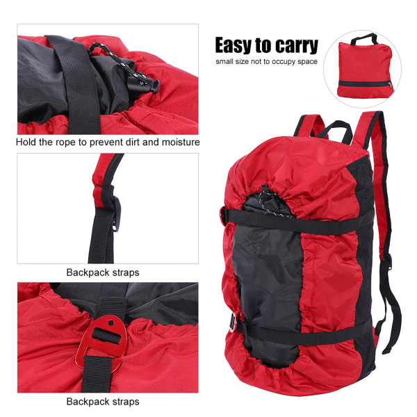 Klatretovssæt Taske Foldbar Skulderrem til Udendørs Camping Vandring (Rød)