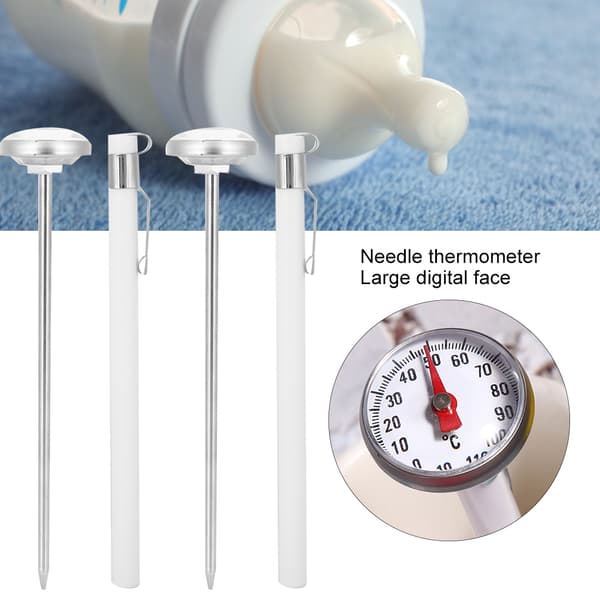 2pcs Professional Kitchen Milk Bottle Thermometer Instant Read Needle Thermometer Cooking Tool White
