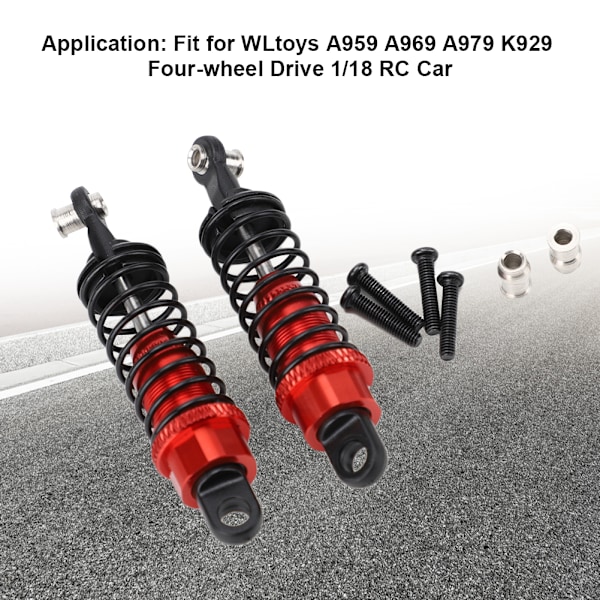 2st Stötdämpardämpare i aluminiumlegering A580018 Passar för WLtoys A959 1/18 RC CarRed