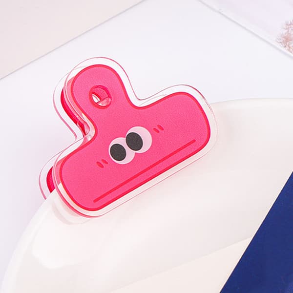 Paper Clip Plastic Cute Cartoon Double-sided Multifunctional Long Tail Document Clips for Office Supplies Binder Paper Red Expression