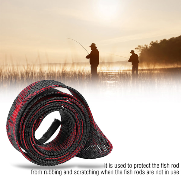 Flätad hylsa expanderbar gjutning fiskespö stolpskydd (svart röd)