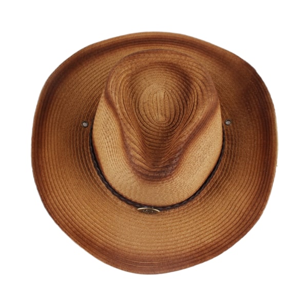 Gradienttisuihkeväri Western Straw Cowboy Cowgirl Hat miehille ja naisille Leveälierinen aurinkolakki ulkoilmaan, rannalle ja matkoille