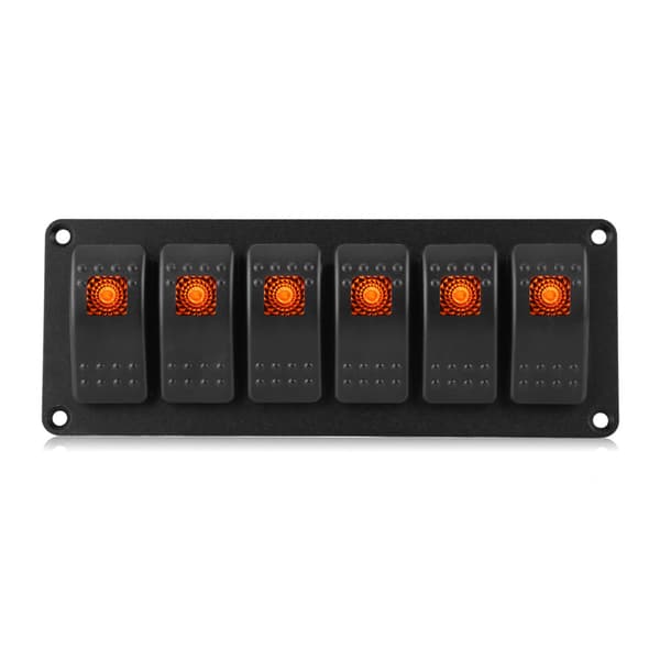 6 Gangs vippebryderpanel til bil RV Båd Yacht Marine - Orange LED