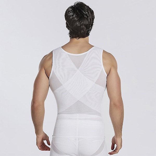 Smalnande Body Shaper Kompressionsväst för Män Vit Storlek M