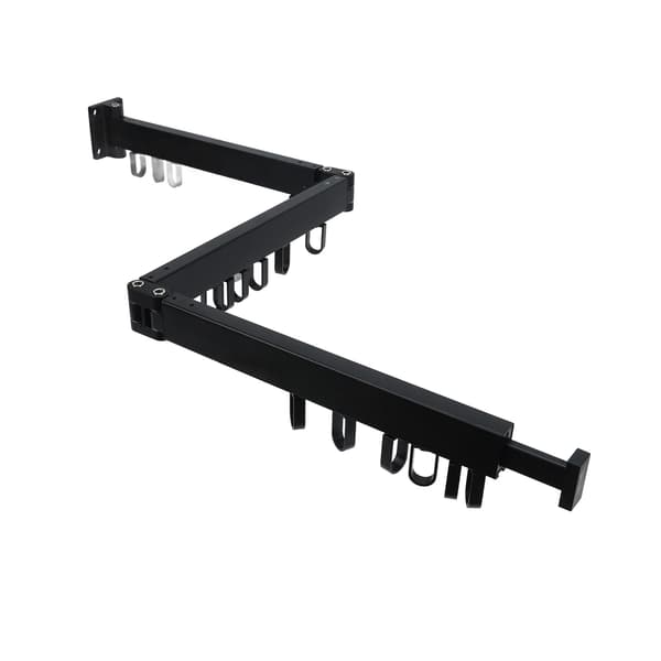 Wall Clothes Drying Rack Retractable Space Saving Rotating Ring Single Clothes Hanger for Balcony Laundry Room Black Three-Fold