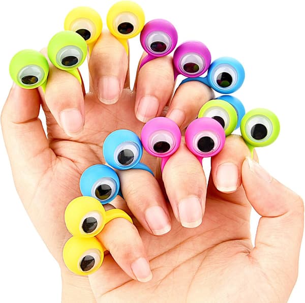 30-pack ögonfingerdocka ögonring partyleksaker, slumpmässiga färger, stor