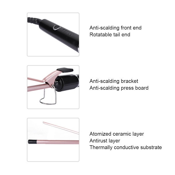 Professionel elektrisk krøllejern negativ ion krøllejern stylingværktøj 9 mm EU-stik 220V