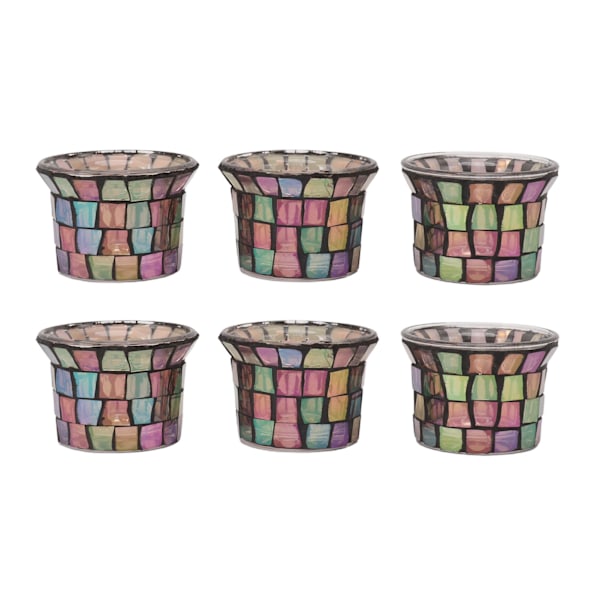 6 stk. mosaikk telysholder solid glass lysestake blomsterpotte for bryllup meditasjon brun