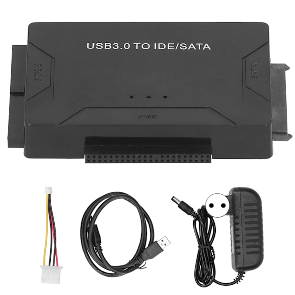 USB 3.0 til IDE SATA Konverter Ekstern Harddiskadapter Sæt 2,5 tommer/3,5 tommer Kabel 100‑240VEU Stik