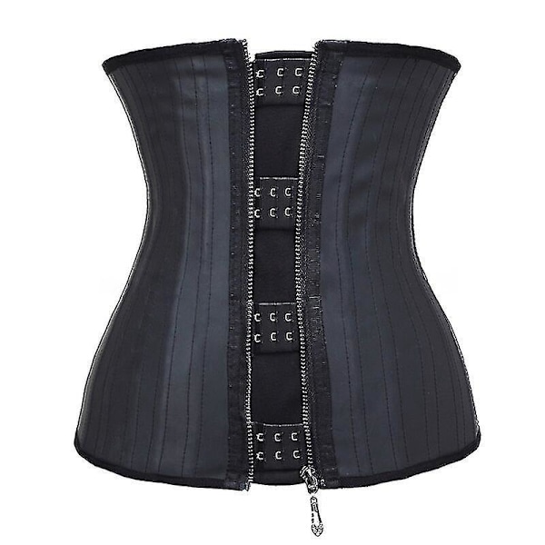 Latex Talje-træner 25 Stålbenet Kropsformerende Korset - Kvinders Shapewear 4XL Sort Lynlås