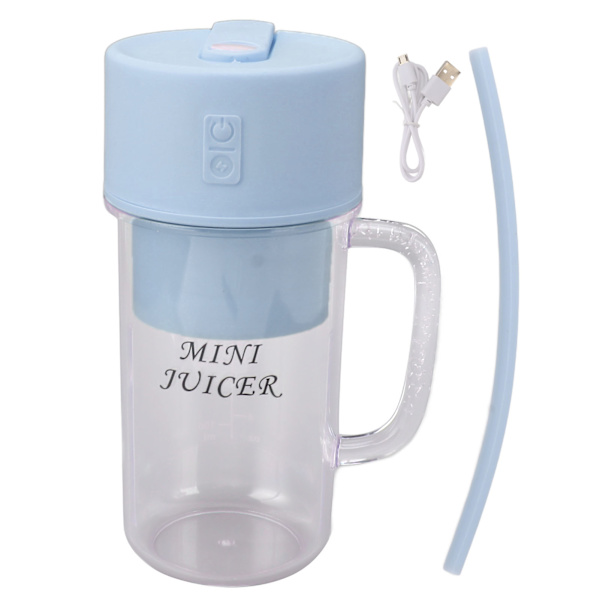 Mini Juicer Cup Bärbar Uppladdningsbar Blender Juicer Multifunktionell Blender Cup med stor kapacitet för studenter Hushållsblå