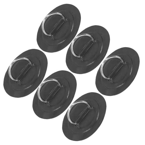 6 stk oppblåsbar båtkajakk D-ring Pad Patch Marin fast spenne med elastisk strikk (svart)