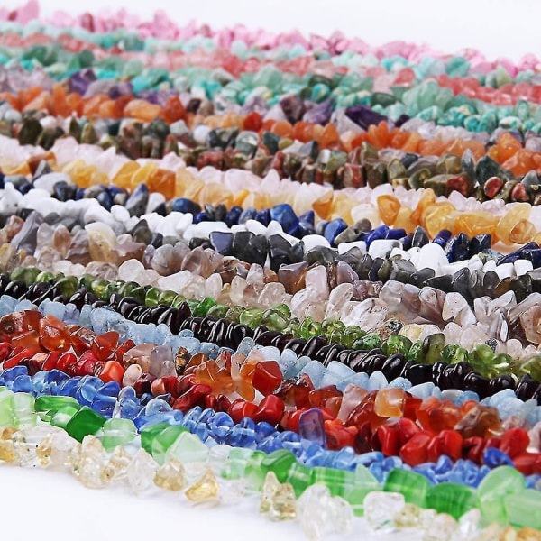 1200 stk Naturlig Chip Gemstone Perler For Armbånd Halskjede 24 Farger Uregelmessig Shap