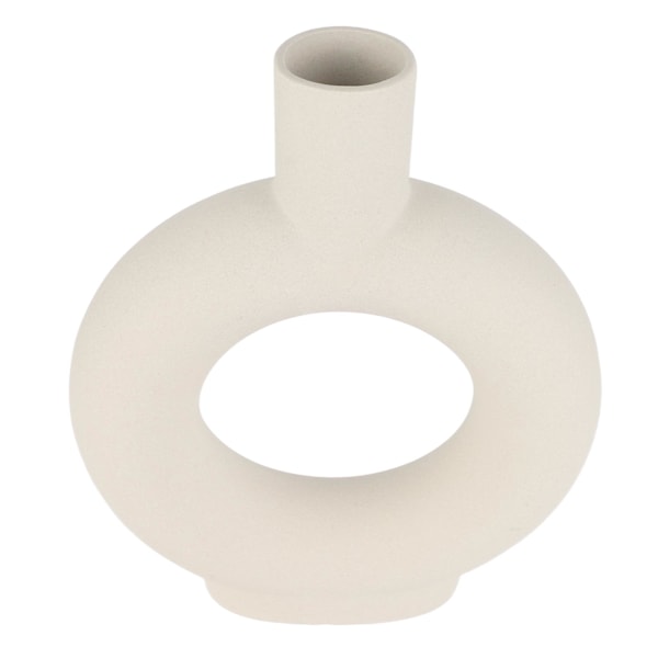 Cirkel Keramisk Vas Cirkulär Ihålig Blomvas Modern Matt Vas Ornament för Vardagsrum Sovrum Kontor
