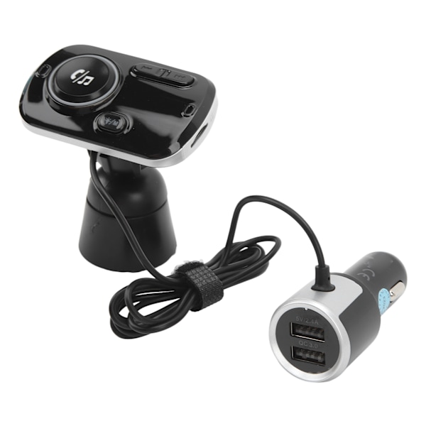 Bluetooth-sender med 2 USB-porte Sort Hurtig opladning Smart detektion Støjreduktion Håndfri funktion Universal bil