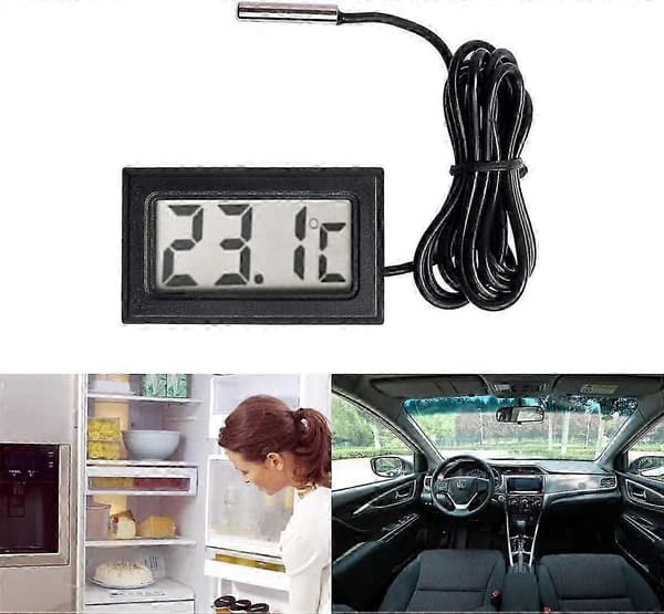Digital LCD-termometer, temperaturmåler, probe, sensorområde -50 Celsius C til +110 Celsius C