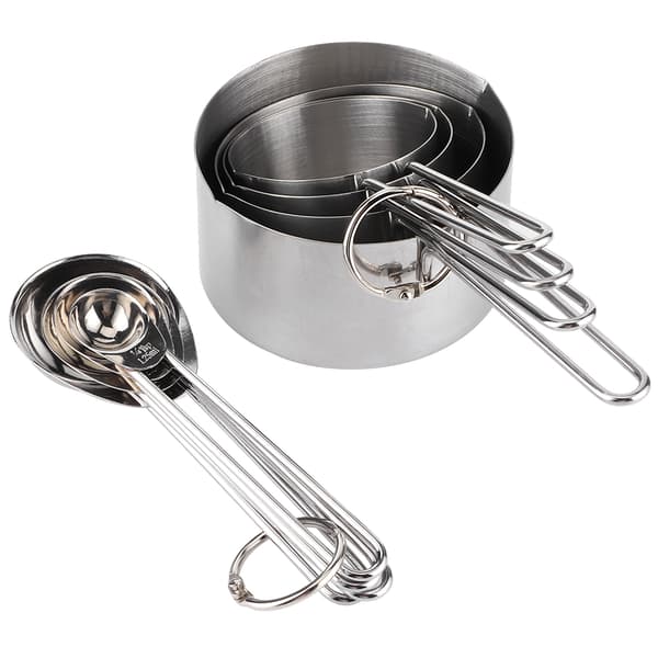 8pcs/set Stainless Steel Measuring Cup Spoon with Scale Kitchen Cooking Baking Accessories Silver