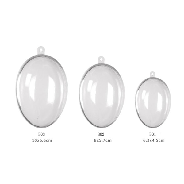 10 stk Transparent hule ovale pynt Kuler Plast Eggformede kuler Konserverte Blomst påskedekorasjon