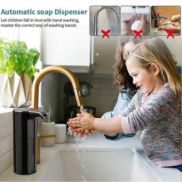 Skumsæbedispenser Automatisk - Berøringsfri sæbedispenser USB Genopladelig Elektrisk sæbedispenser 4 år Musta
