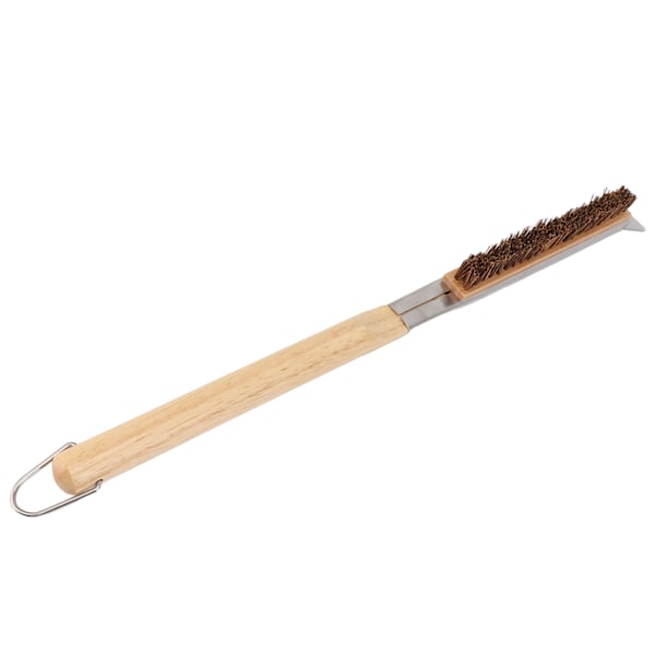Pizzasteinbørste Langt trehåndtak Varmebestandig 53,5 cm rustfritt ståltråd Avtakbar Pizzasten Rengjøringsverktøy for BBQ Grill