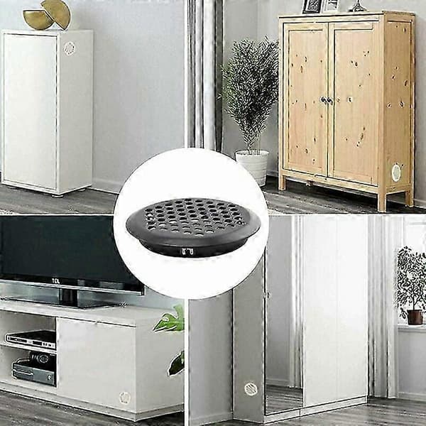 20 stk. runde ventilationsgitre i rustfrit stål Kompatibel med autocamper/badeværelse/køkken. Sort 53 mm