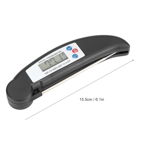 Foldbar Vandafvisende LCD Digital BBQ Grill Termometer Køkken Madlavning Madtermometer Sort
