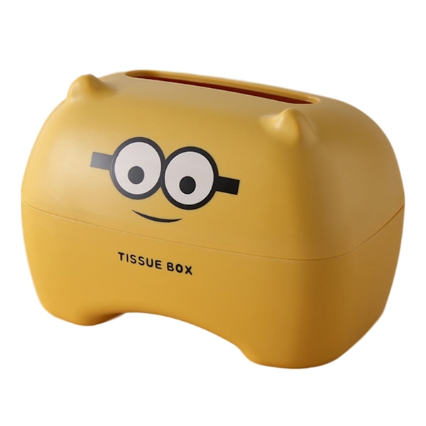 Tecknad vävnadslåda Creative Portable Table Tissue Box Söt djur vävnadshållare för hem Gul