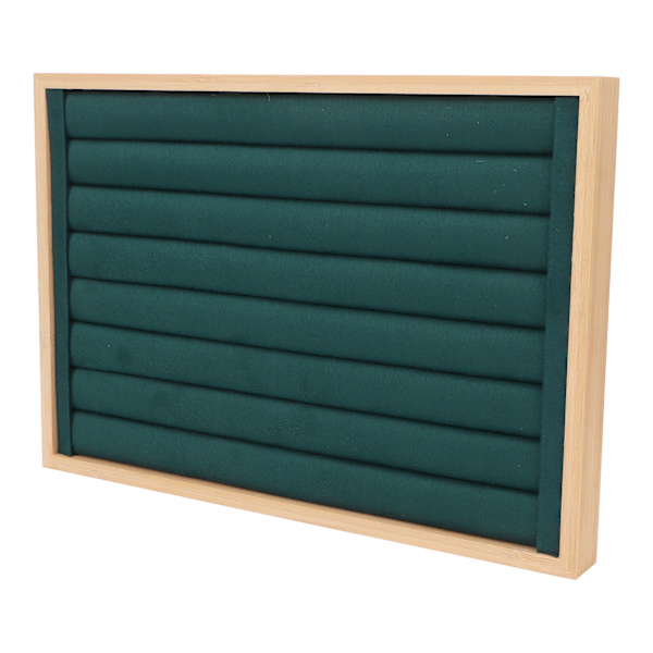 Rings Tray 7 Rows Stackable Protective Scratch-Proof Liner Box Insert Earrings Storage Display Case Green