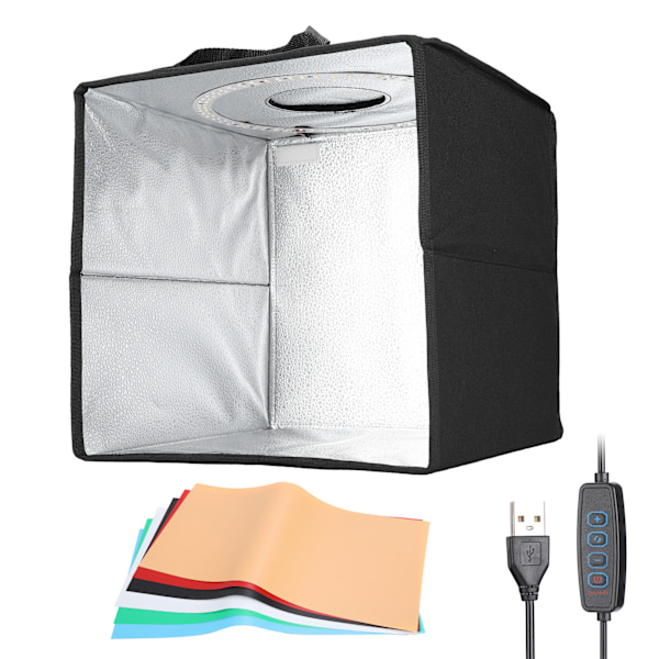 Fotostudio Vikbar Portabel Fotograferingstältbox med 6 Färger Bakgrunder LED-lampor