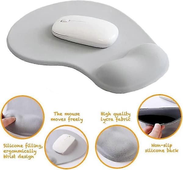 Kontormusematte med gelhåndleddsstøtte - Ergonomisk spillmusematte for skrivebordet - Håndledd