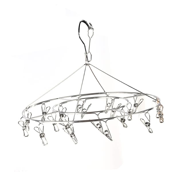 Clothes Drying Hanger Stainless Steel Multi Clip Laundry Drying Rack Dropping Hanger for Underwear Socks Hat No Loop Round