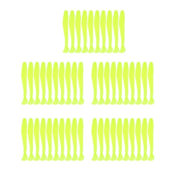 50PCS 5cm Soft Plastic Fishing Lures T tail Grub Worm Baits Fish Tackle Accessory Yellow
