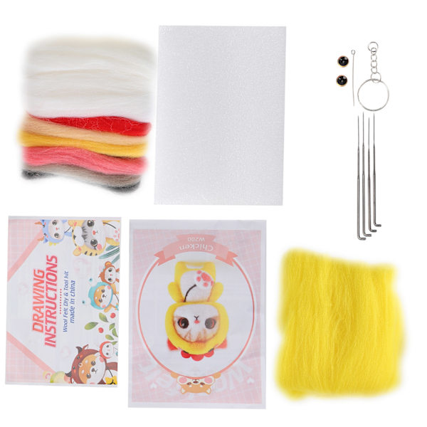 Nålfiltning Ull Kemisk Fiber Plysch Docka Tillverkning DIY Material Nål Handgjort Hantverk (200# Kyckling)