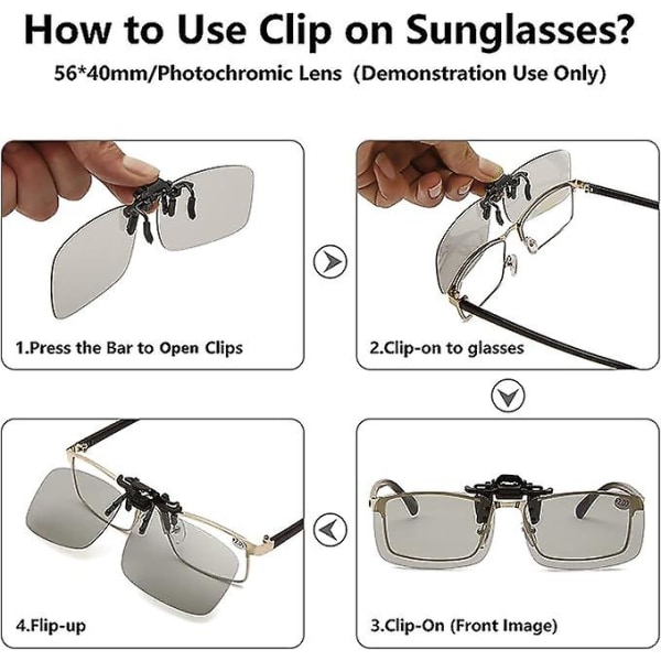 Clip-on solbriller -3 par polariserte Clip On Flip Up solbriller over briller For menn Kvinner Utendørs kjøring Fiske