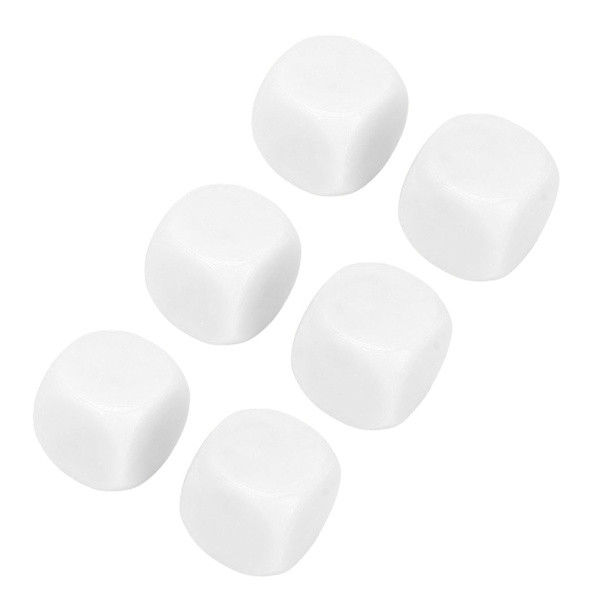 6st Stora tärningar Set Runt hörn Plast Vattentät Praktisk Slick Face Tärningar för DIY Party Gaming Vit