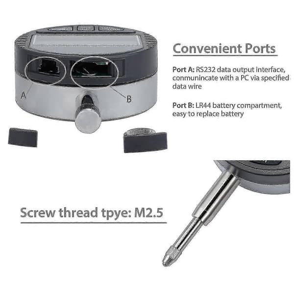 Digital mikrometer 0,01 mm præcision - LED elektronisk måleur 0-12,7 mm grå