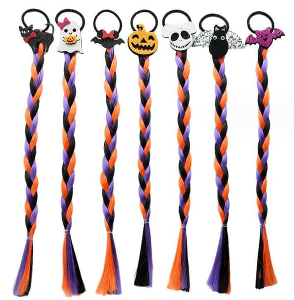 7 Halloweenperuker med flätor för kvinnor - Twisted Braids 35CM