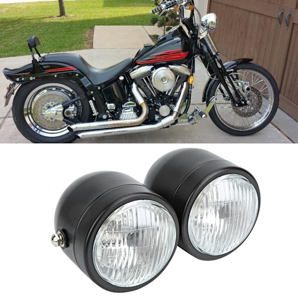 Motorcykel Dubbel Strålkastare Motorcykel Modifieringsdel Tvilling Strålkastare Lampa (utan fäste)