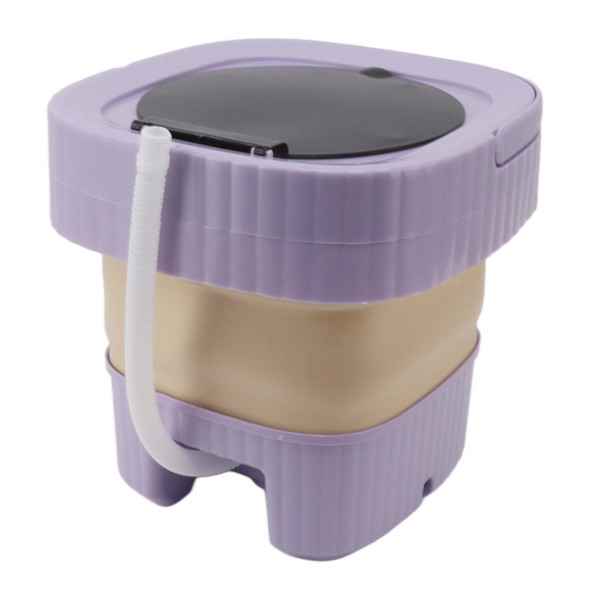 6L Mini Bærbar Vaskemaskine Foldbar Automatisk Mini Tøjvask med Soft Spin Tør 100‑240V Lilla EU-stik