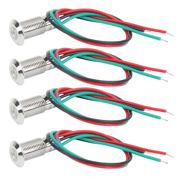 4 sæt metal LED-indikatorlampe Fælles katodelampe Industrielle styringskomponenter 8mm 12-24V Rød og grøn