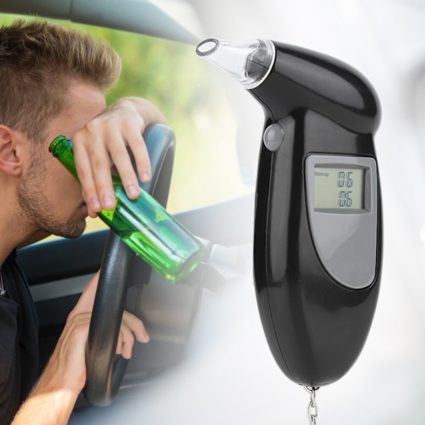 Digital LCD-skärm Alkohol Breath Tester Bärbar Nyckelring Breath Analyzer 10st Munstycke