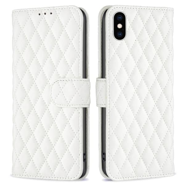 Matt Kompatibel med iPhone Xs-deksel med rutemønster - Hvit Vit white