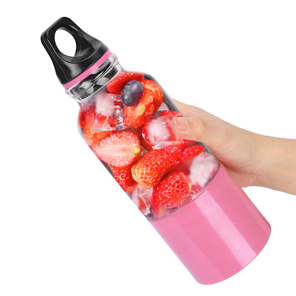 500ML elektrisk juicepress Bärbar Grönsaker Fruktjuicemaskin Automatiskt verktyg USB Uppladdningsbar Smoothie Mixer Flaska Rosa 500ML