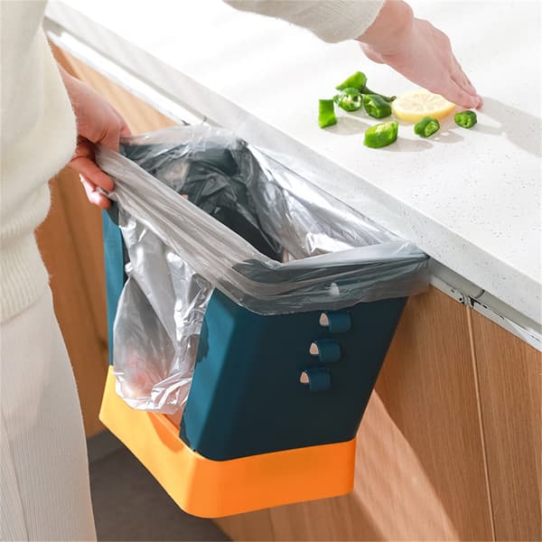 Expandable Trash Can Garbage Bag Holder Large Capacity for Kitchen Bathroom Blue and Yellow