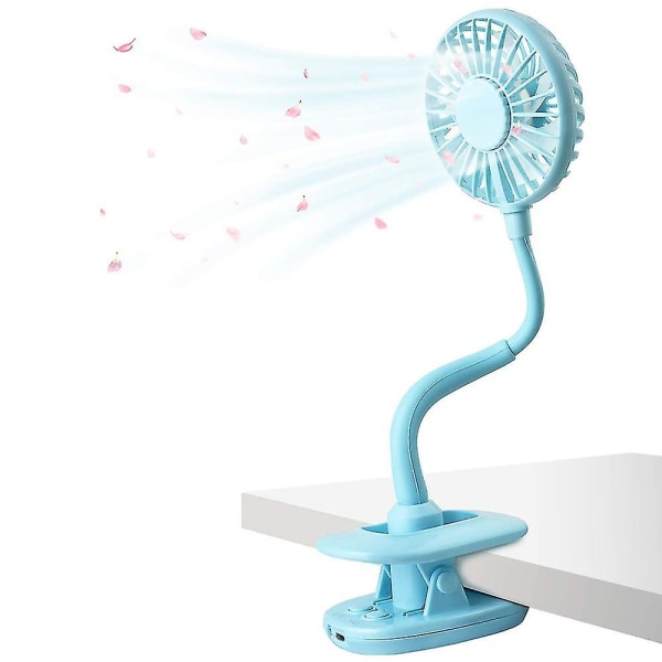 Clip On Fan Usb Fan, Fleksibel Mini Fan Personlig skrivebord elektriske vifter Blue
