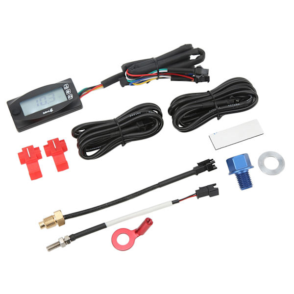 4 i 1 motorcykel termometer Motorolja Temp Spänning Tid LCD Digital Display DC12V Universal M14x1,5